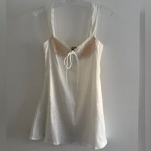 FINESSE Mabel White Lace Satin Mini Dress | XS